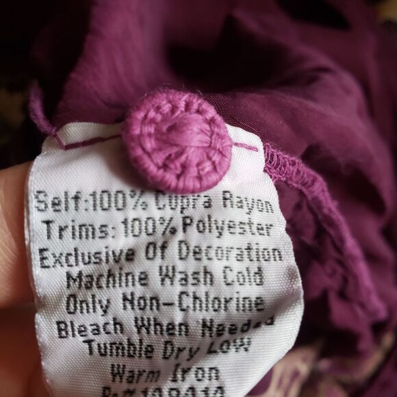 Johnny Was Dionne Embroidered Blouse Long Sleeves Round Neck Purple Size Small - Picture 13 of 14